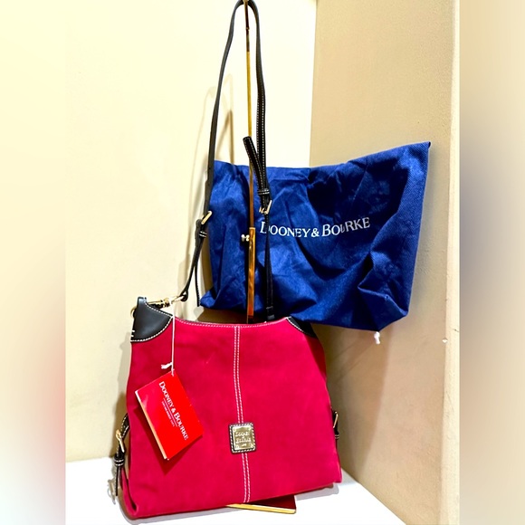 Dooney Bourke Suede Burgundy Fredrica Bag *NWT* - Picture 1 of 12